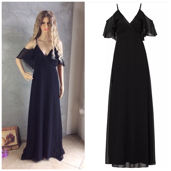 ๐ CLASSIC DRESS LONG TALL MAXI COLD SHOULDER BOHO - Picture 5 of 5